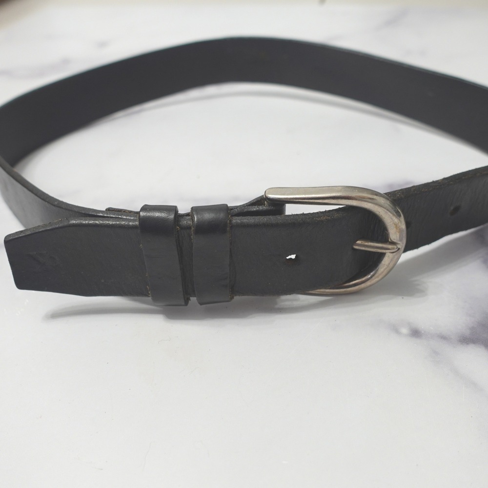 Vintage 90s Calvin Klein Belt Women Small Black Leather Silver CK Logo USA Made